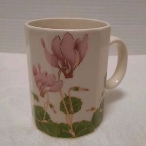 Vintage 1980s Otagiri Cyclamen Mug 12-Sided Pink Floral Japan Coffee Tea Cup